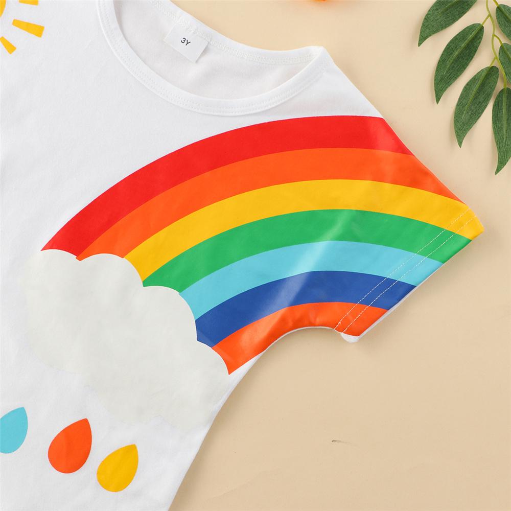 Unisex Rainbow Printed Short Sleeve Top & Shorts children's wholesale boutique clothing