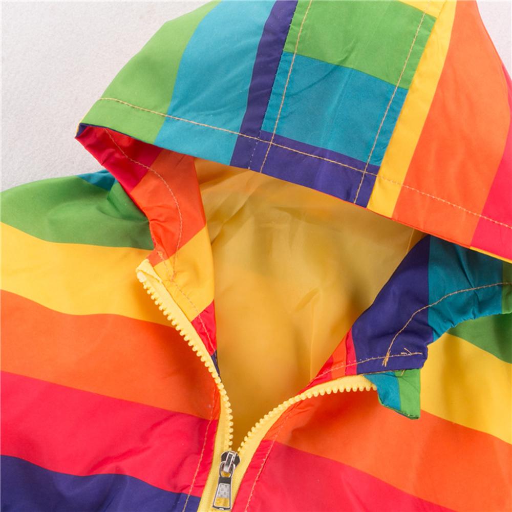 Boys Rainbow Striped Zipper Hooded Jacket Childrens Wholesale Clothing