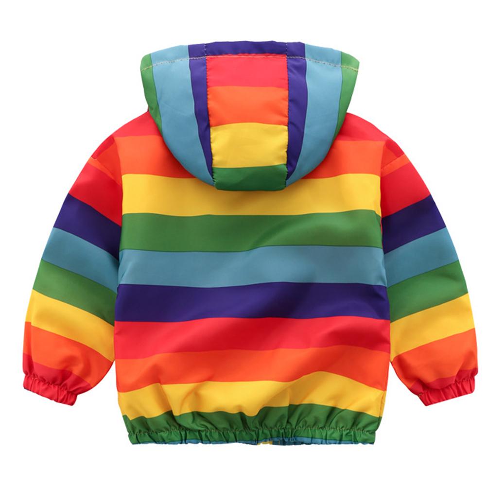 Boys Rainbow Striped Zipper Hooded Jacket Childrens Wholesale Clothing