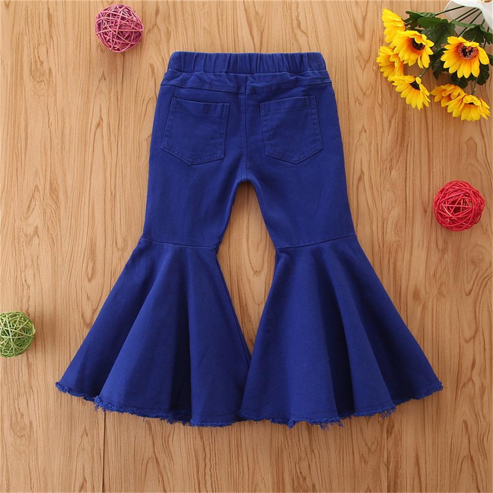 Girls Ripped Flared Blue Denim Trousers Girl Boutique Clothing Wholesale