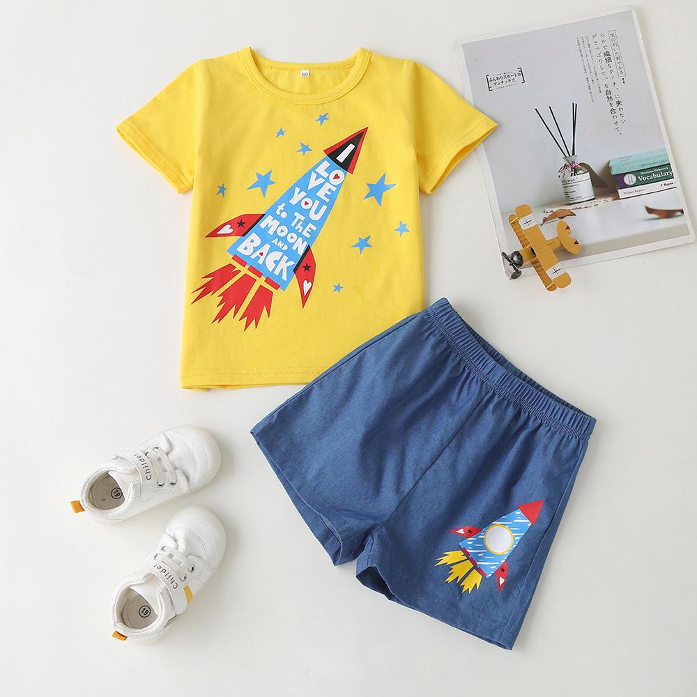 Boys Rocket Letter Printed Short Sleeve T-Shirts & Shorts wholesale children's boutique clothing suppliers usa
