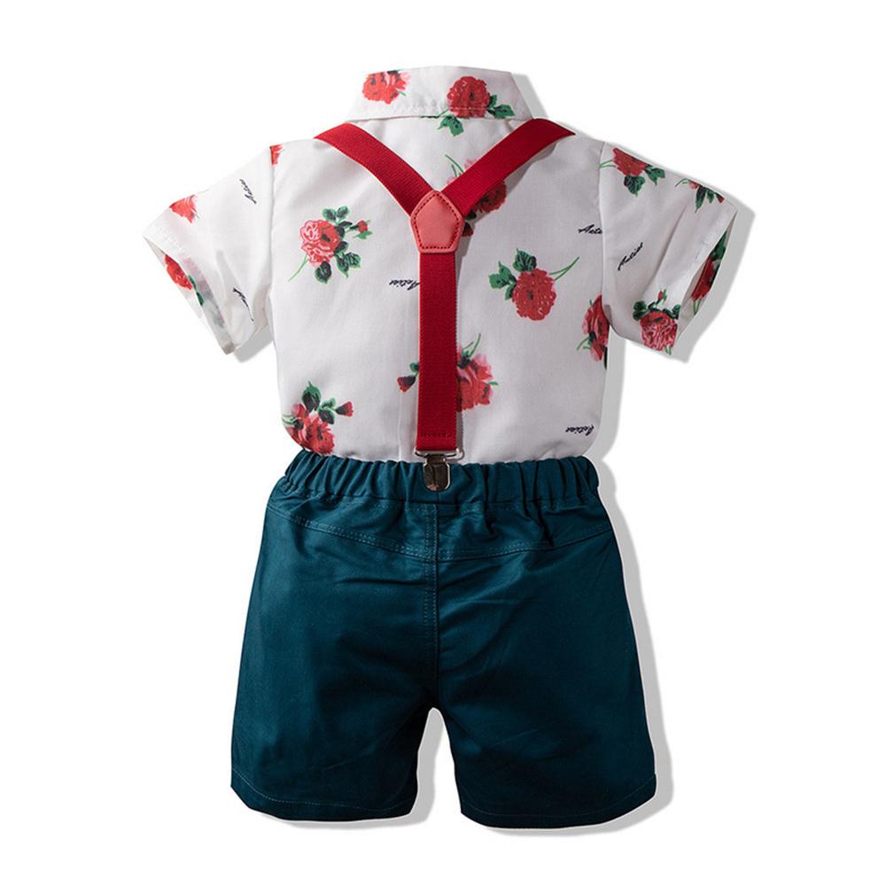 Boys Rose Short Sleeve Lapel Shirts & Overalls British School Boy