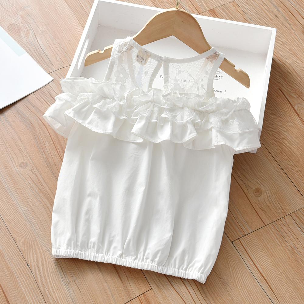 Girls Ruffle Sleeveless Lace Splicing Top childrens wholesale clothing