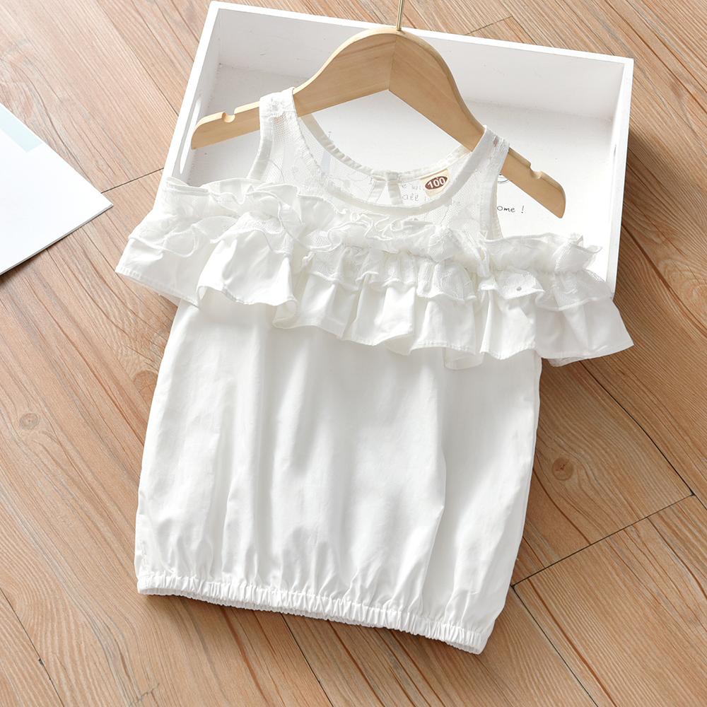 Girls Ruffle Sleeveless Lace Splicing Top childrens wholesale clothing