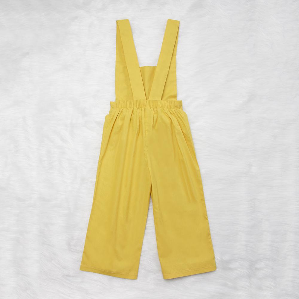 Girls Ruffled Button Yellow Summer Jumpsuit Wholesale Childrens Boutique Clothing Suppliers