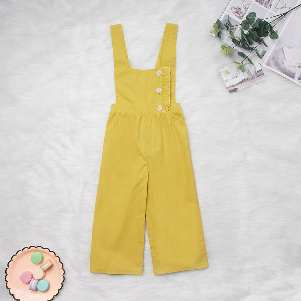 Girls Ruffled Button Yellow Summer Jumpsuit Wholesale Childrens Boutique Clothing Suppliers