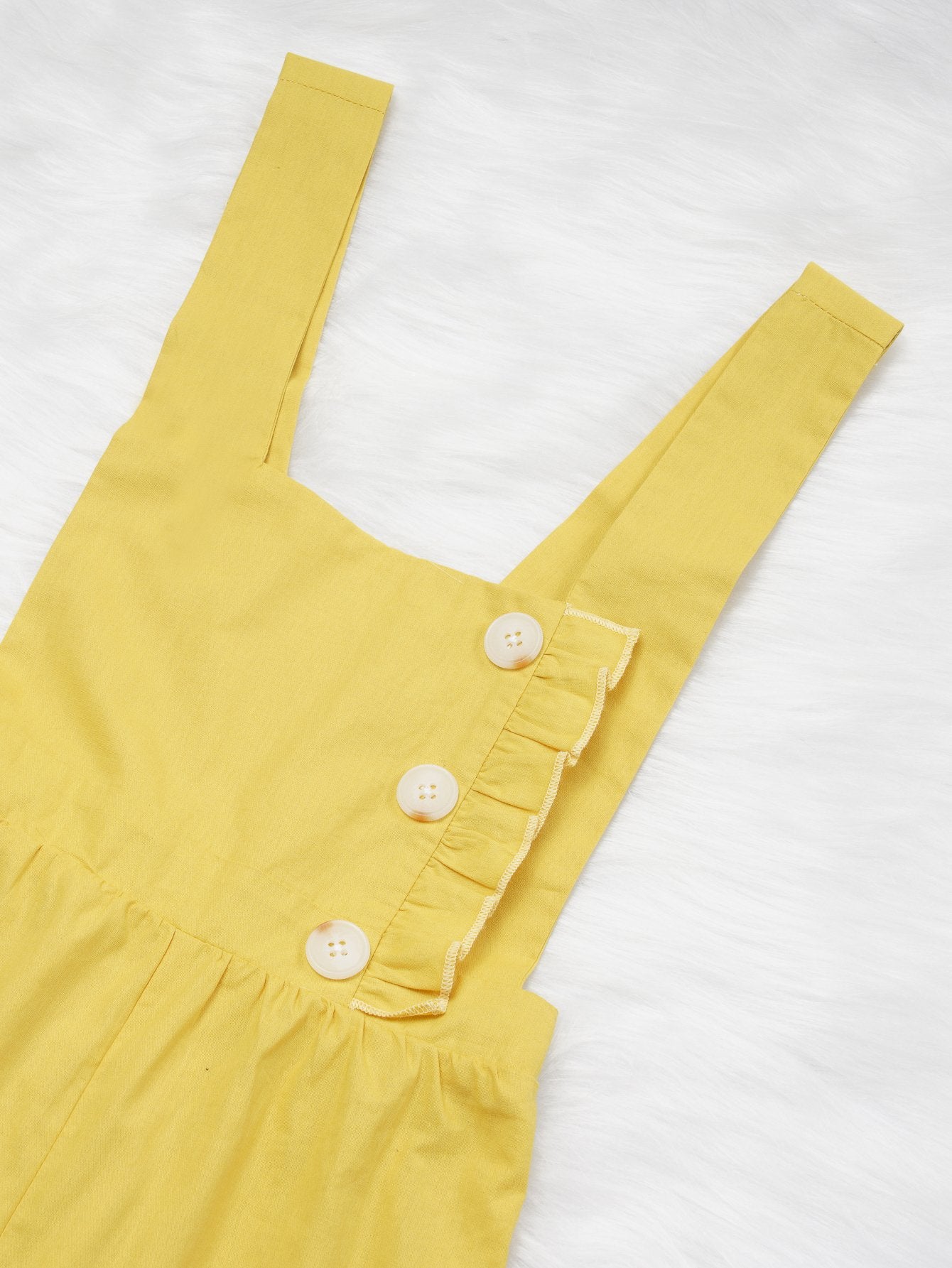 Girls Ruffled Button Yellow Summer Jumpsuit Wholesale Childrens Boutique Clothing Suppliers