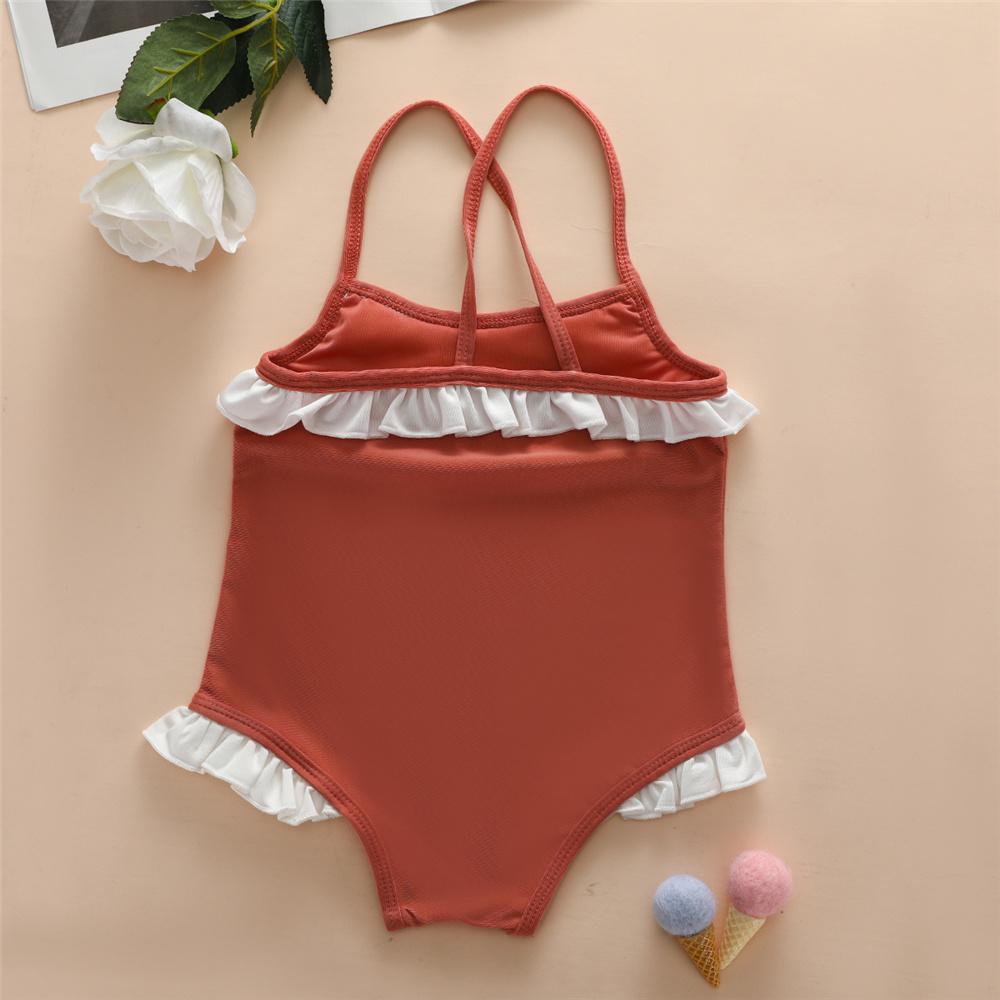 Girls Ruffled Color Block Summer Swimwear Wholesale Plus Size Swim Wear