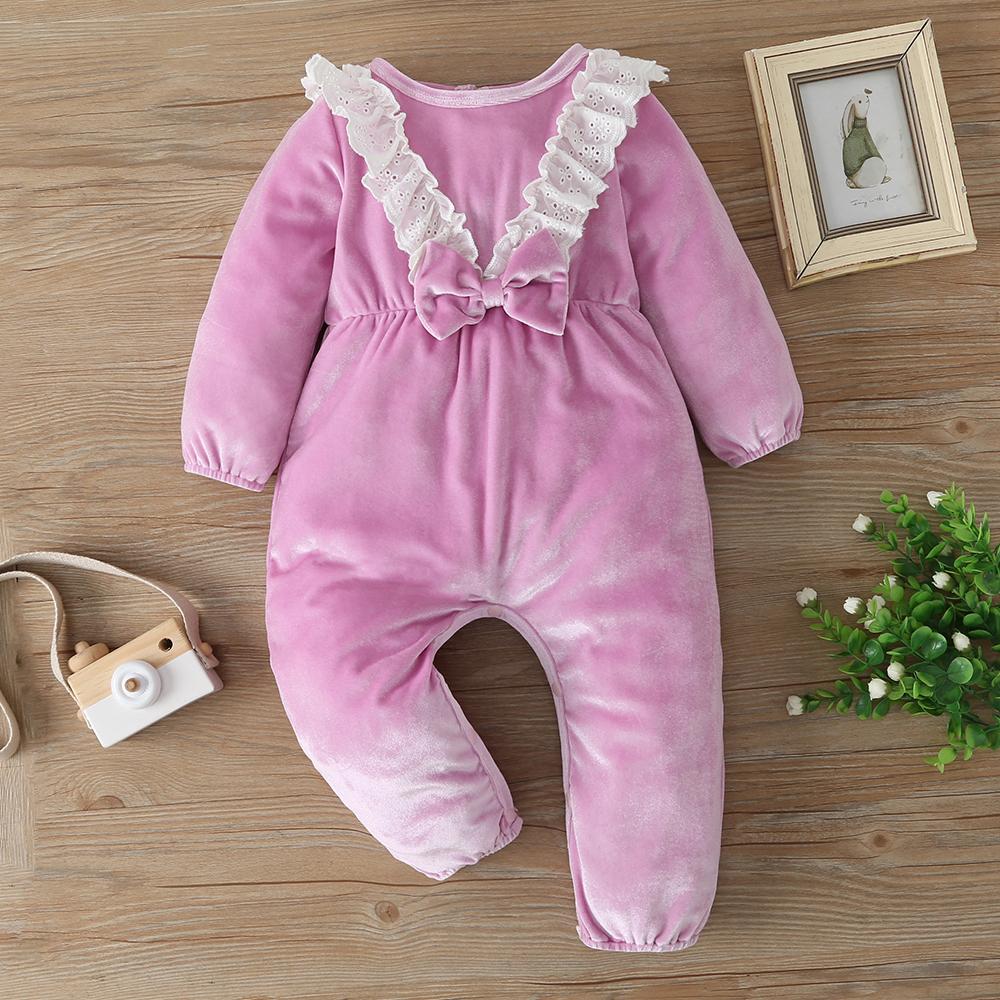 Baby Girls Ruffled Long Sleeve Romper Wholesale Baby Clothes