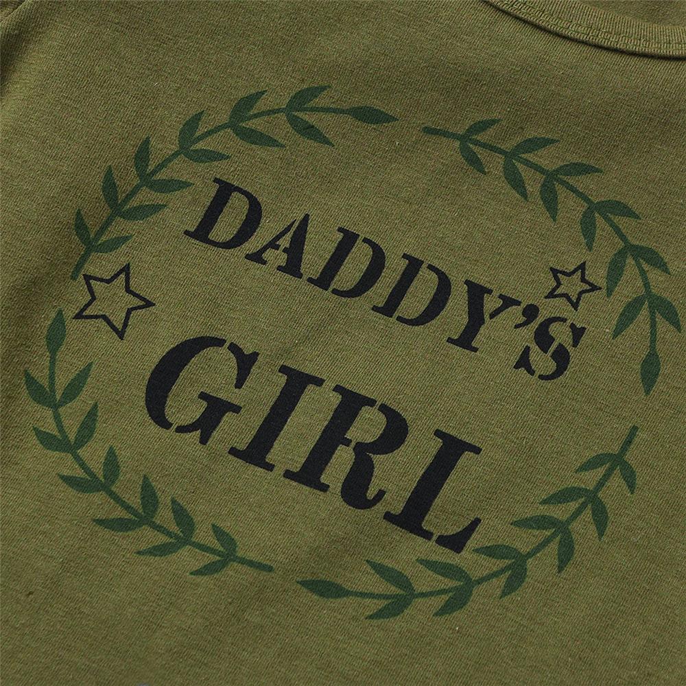 Girls Ruffled Short Sleeve Daddys Girl Printed T-shirt & Camo Shorts wholesale toddler clothing