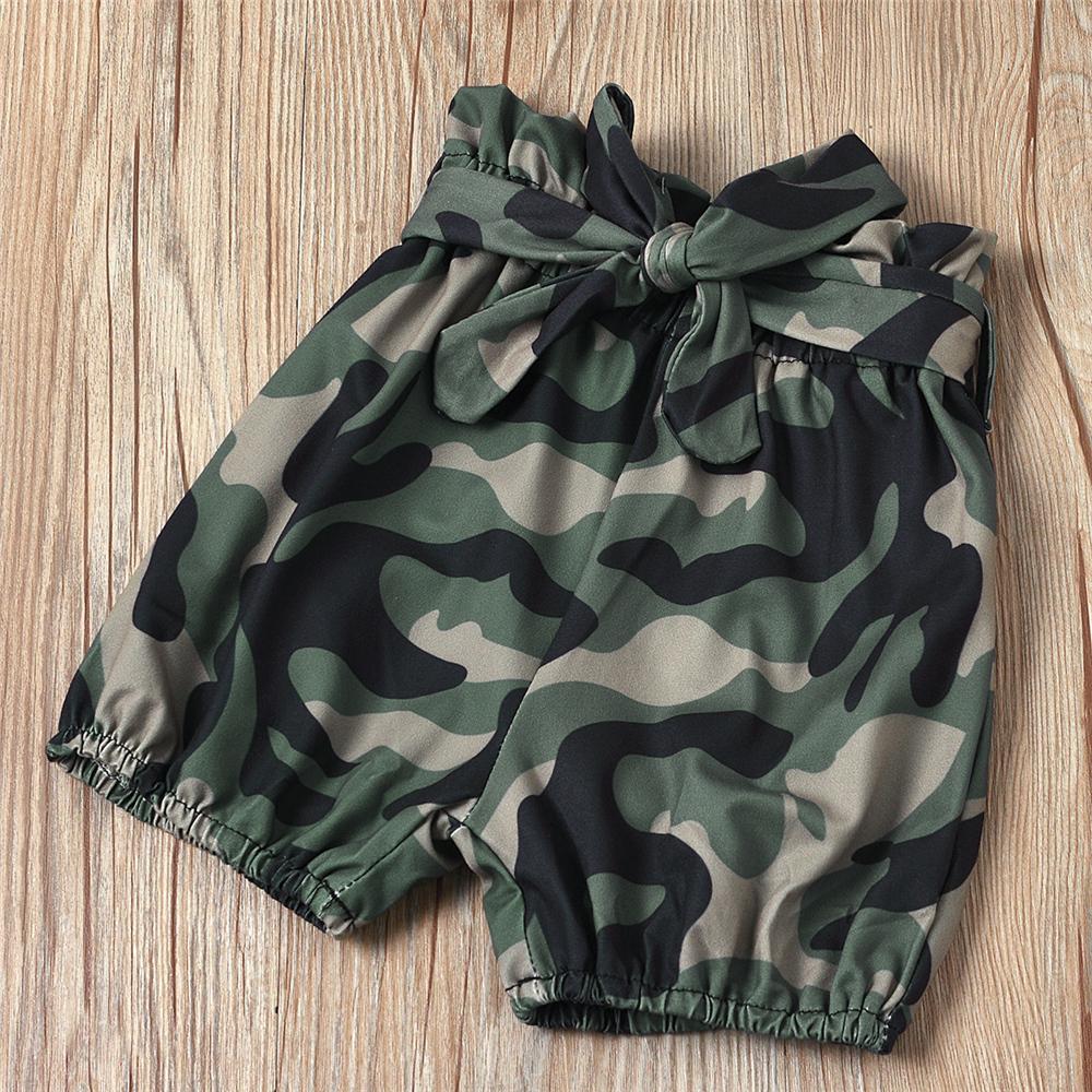 Girls Ruffled Short Sleeve Daddys Girl Printed T-shirt & Camo Shorts wholesale toddler clothing