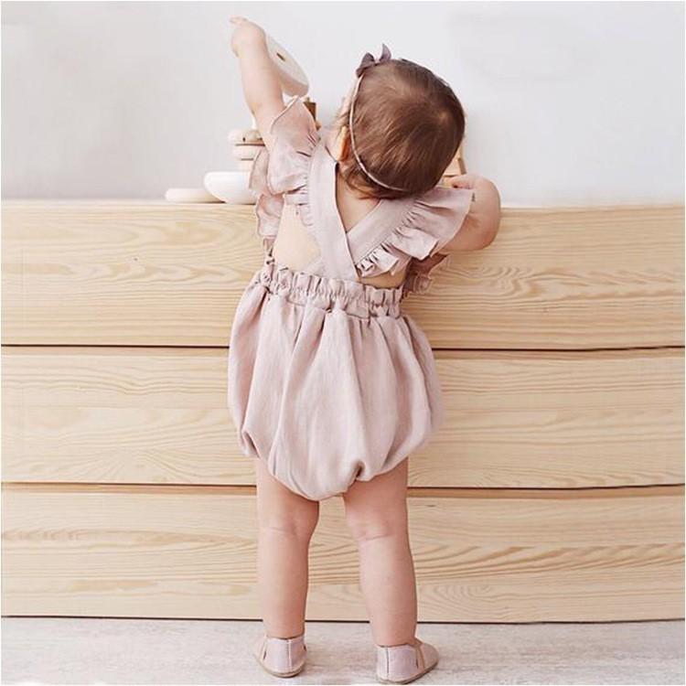 Baby Girls Ruffled Solid Color Casual Romper & Headband cheap baby girl clothes boutique