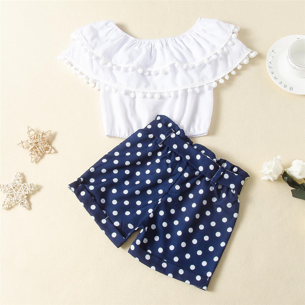 Girls Ruffled Solid Color Summer Top & Polka Dot Shorts Wholesale Little Girl Boutique Clothing