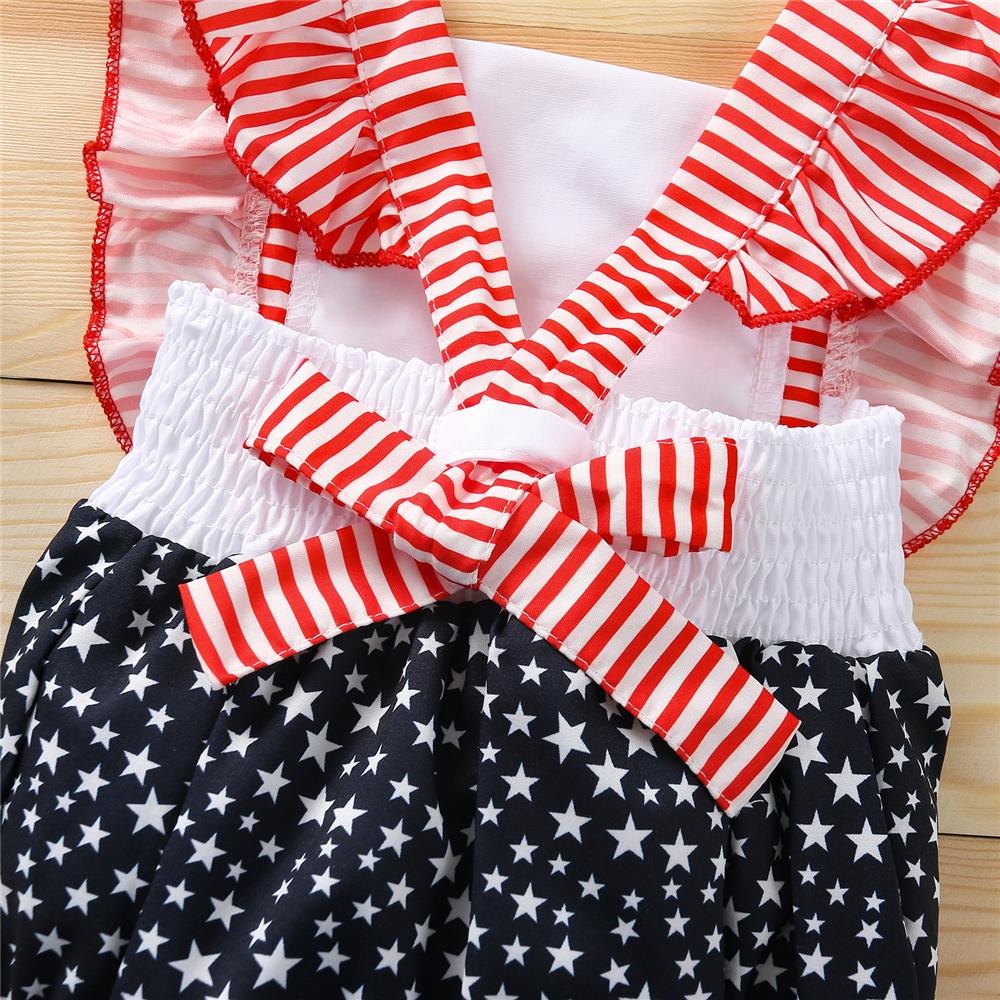 Baby Girls Ruffled Star Striped Romper Wholesale Baby Clothes