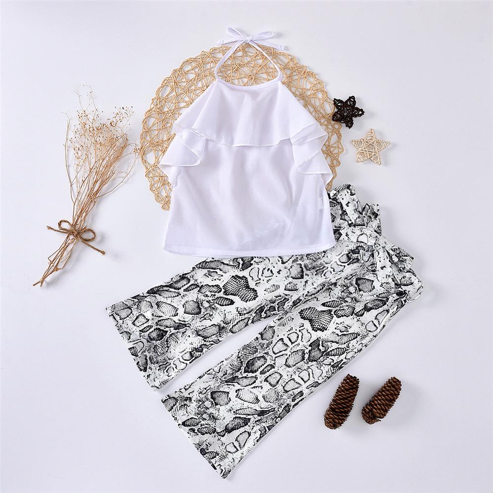 Girls Ruffled White Tie Up Top & Flared Pants children clothing vendors