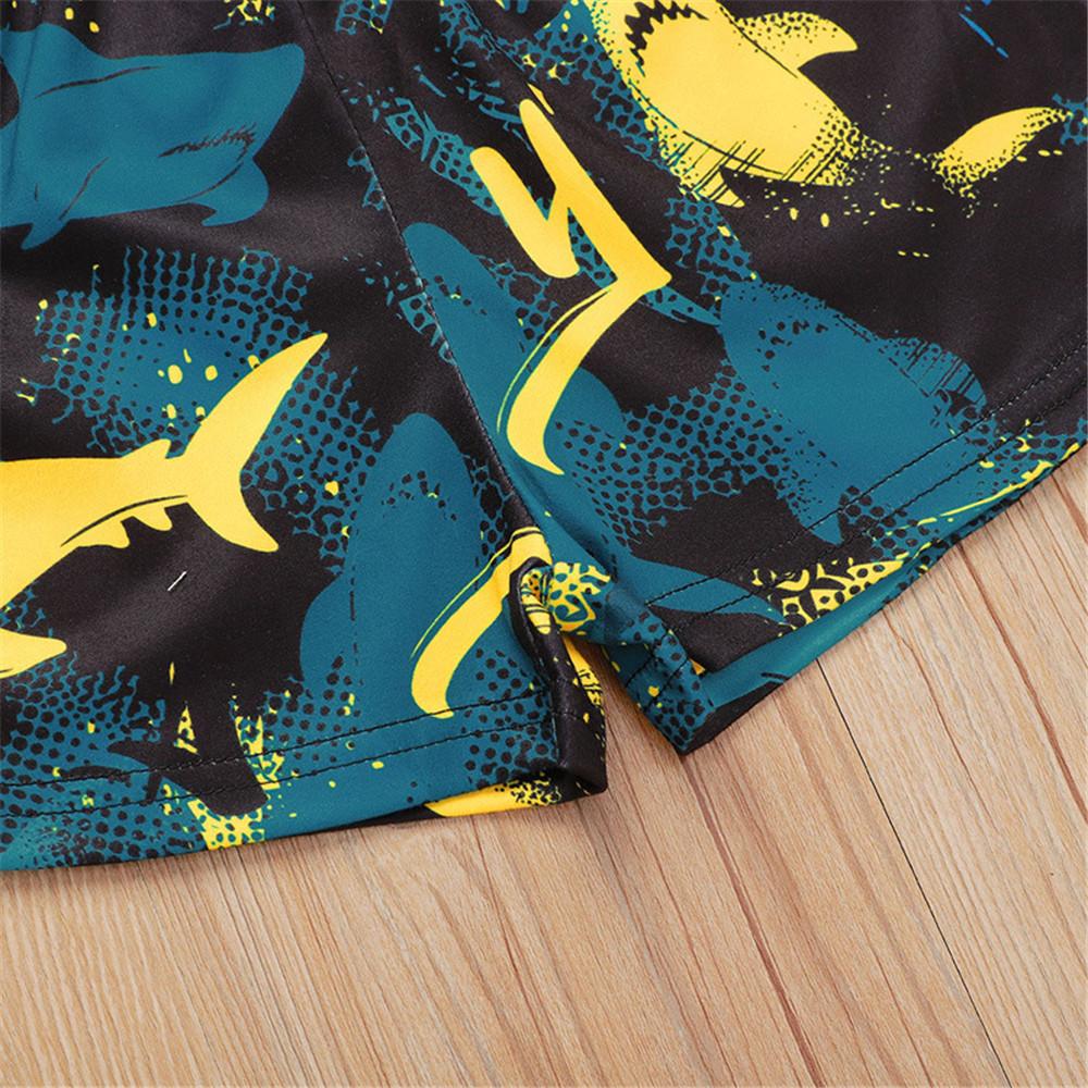 Boys Shark Printed Sleeveless Top & Shorts Kids Wholesale Clothing Warehouse