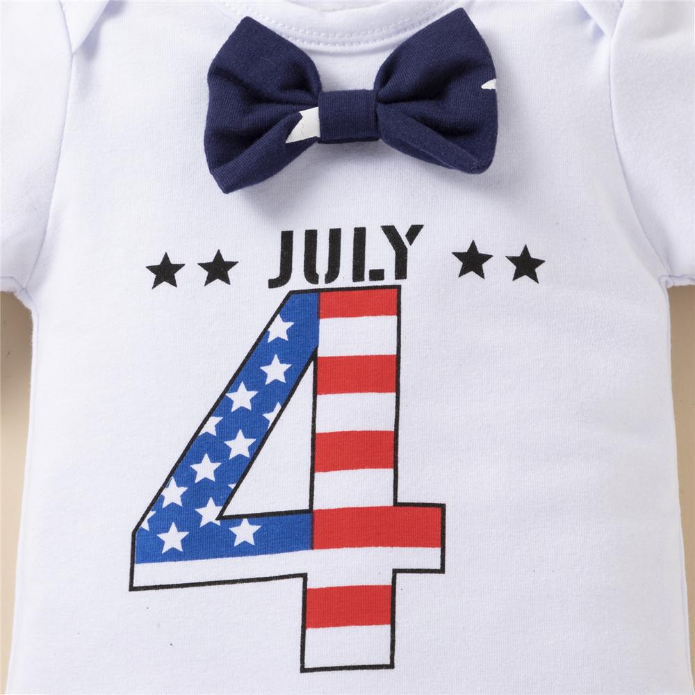 Baby Boys Short Sleeve July Star Printed Romper & Shorts Wholesale Baby Boutique Items