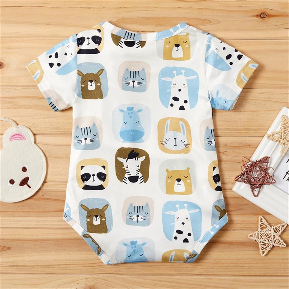 Baby Unisex Short Sleeve Animal Cartoon Printed Romper baby clothes wholesale distributors