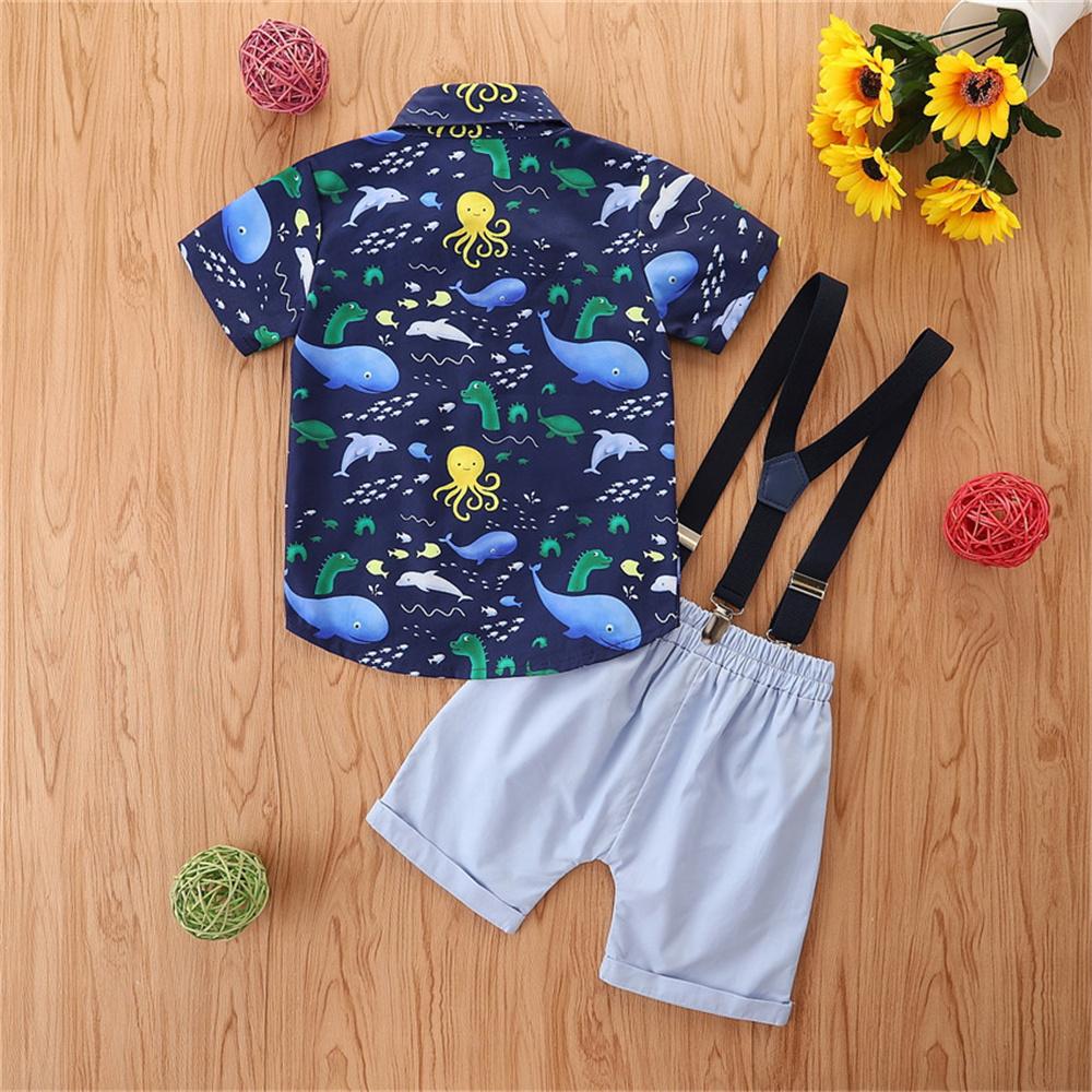Boys Short Sleeve Animal Printed Shirt & Overalls boy boutique clothing wholesale