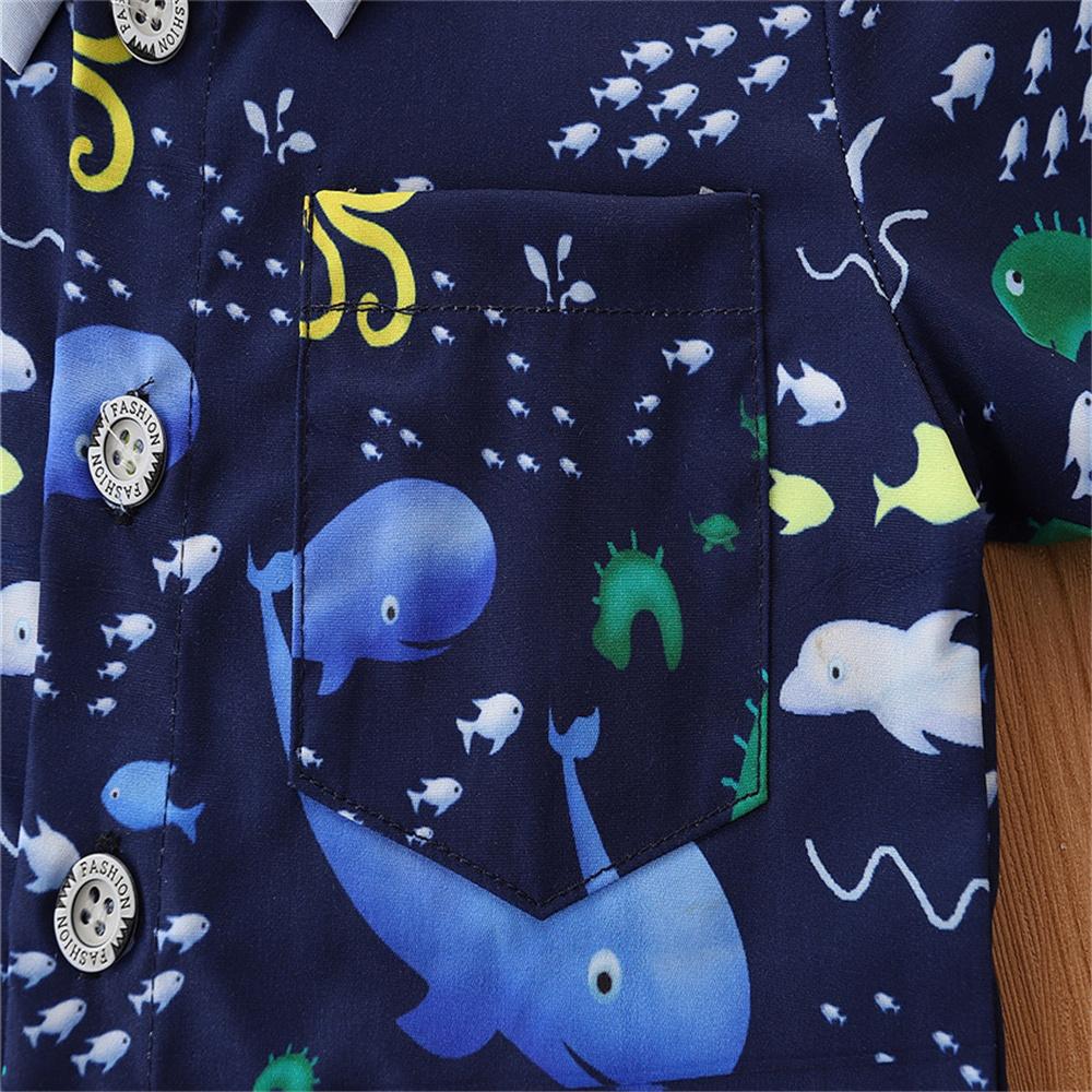 Boys Short Sleeve Animal Printed Shirt & Overalls boy boutique clothing wholesale