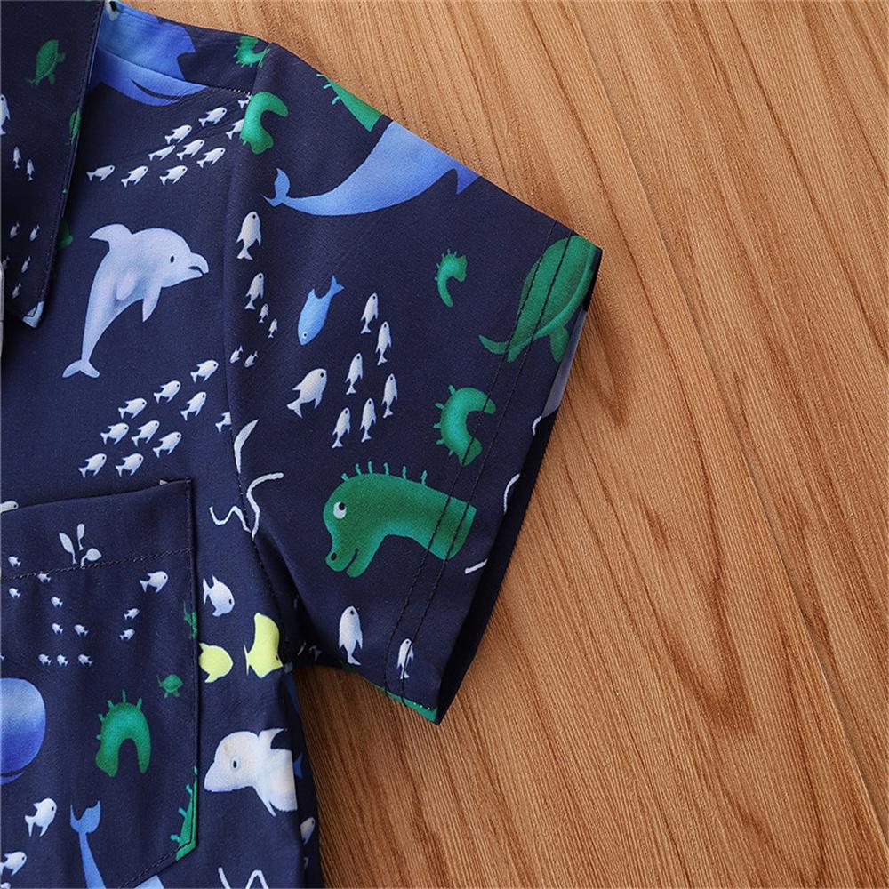 Boys Short Sleeve Animal Printed Shirt & Overalls boy boutique clothing wholesale