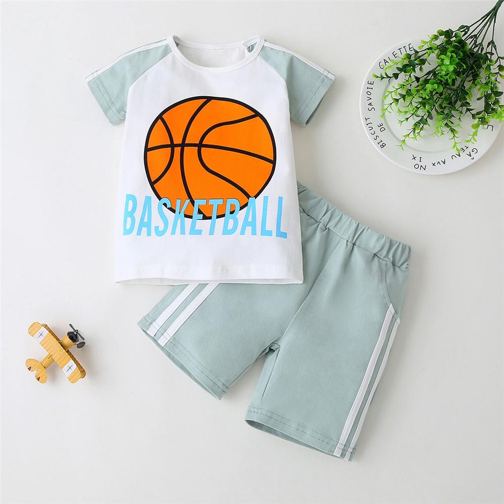 Boys Short Sleeve Basketball Rugby Letter Printed Top & Shorts Boy Clothing Wholesale