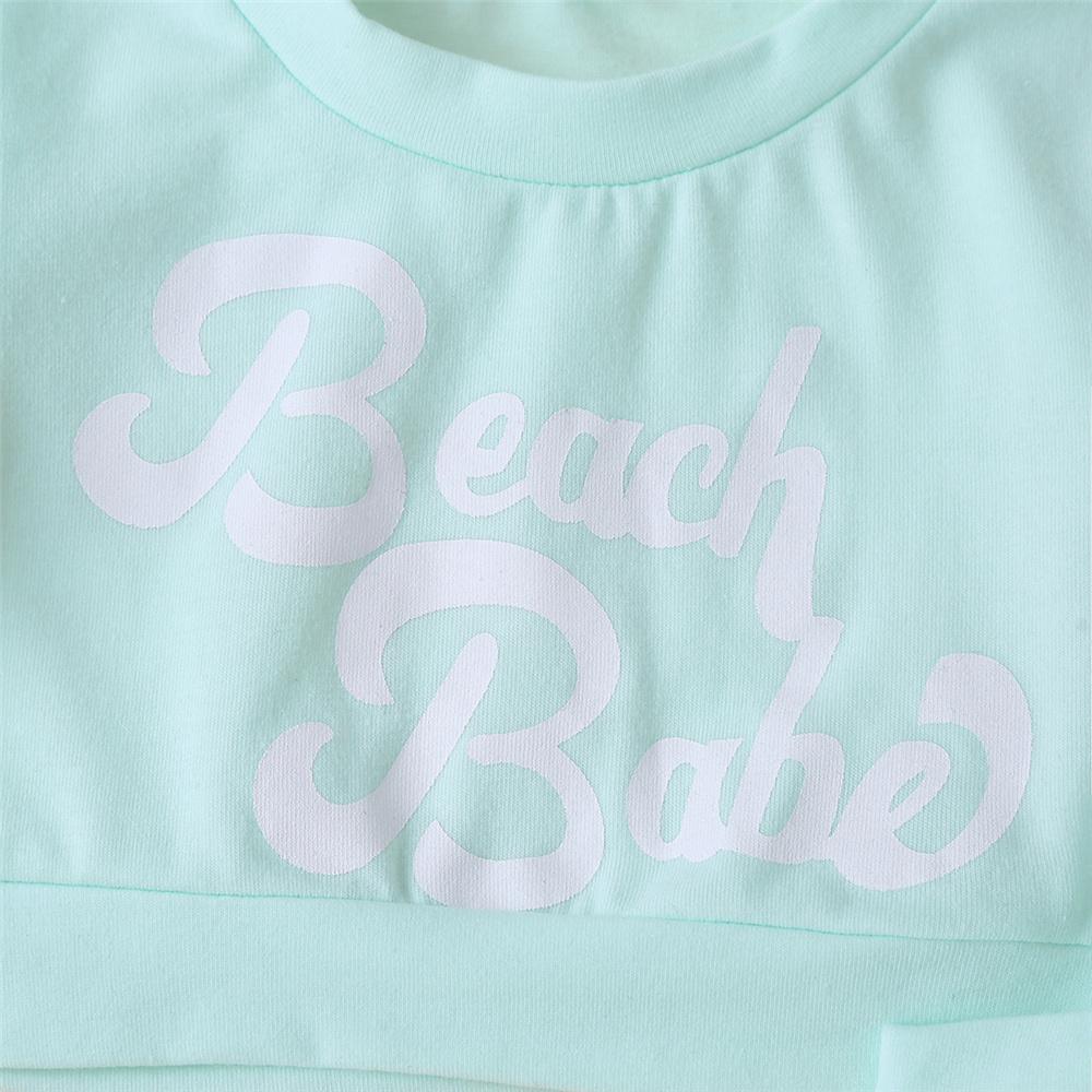 Baby Girls Short Sleeve Beach Baby Letter Printed Top & Shorts Cheap Baby Clothes In Bulk