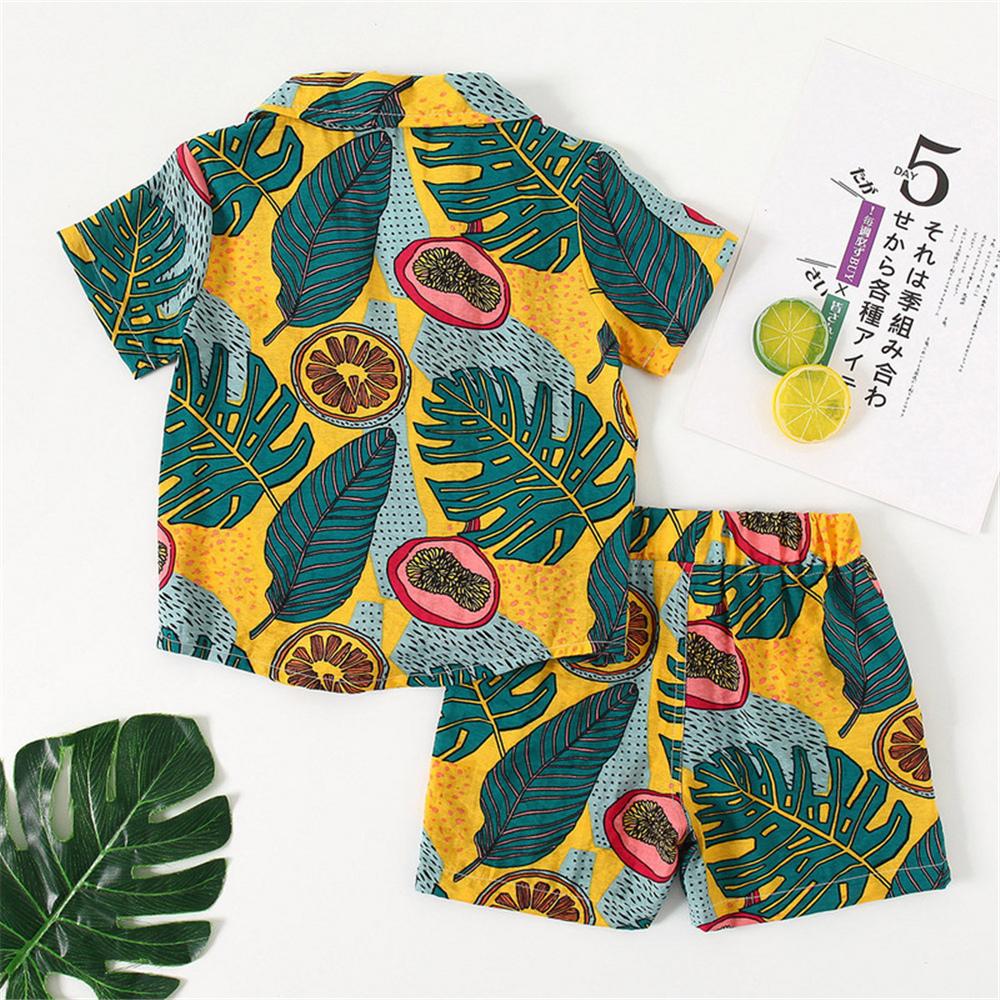 Boys Short Sleeve Beach Style Printed Top & Shorts Wholesale Boys Clothes