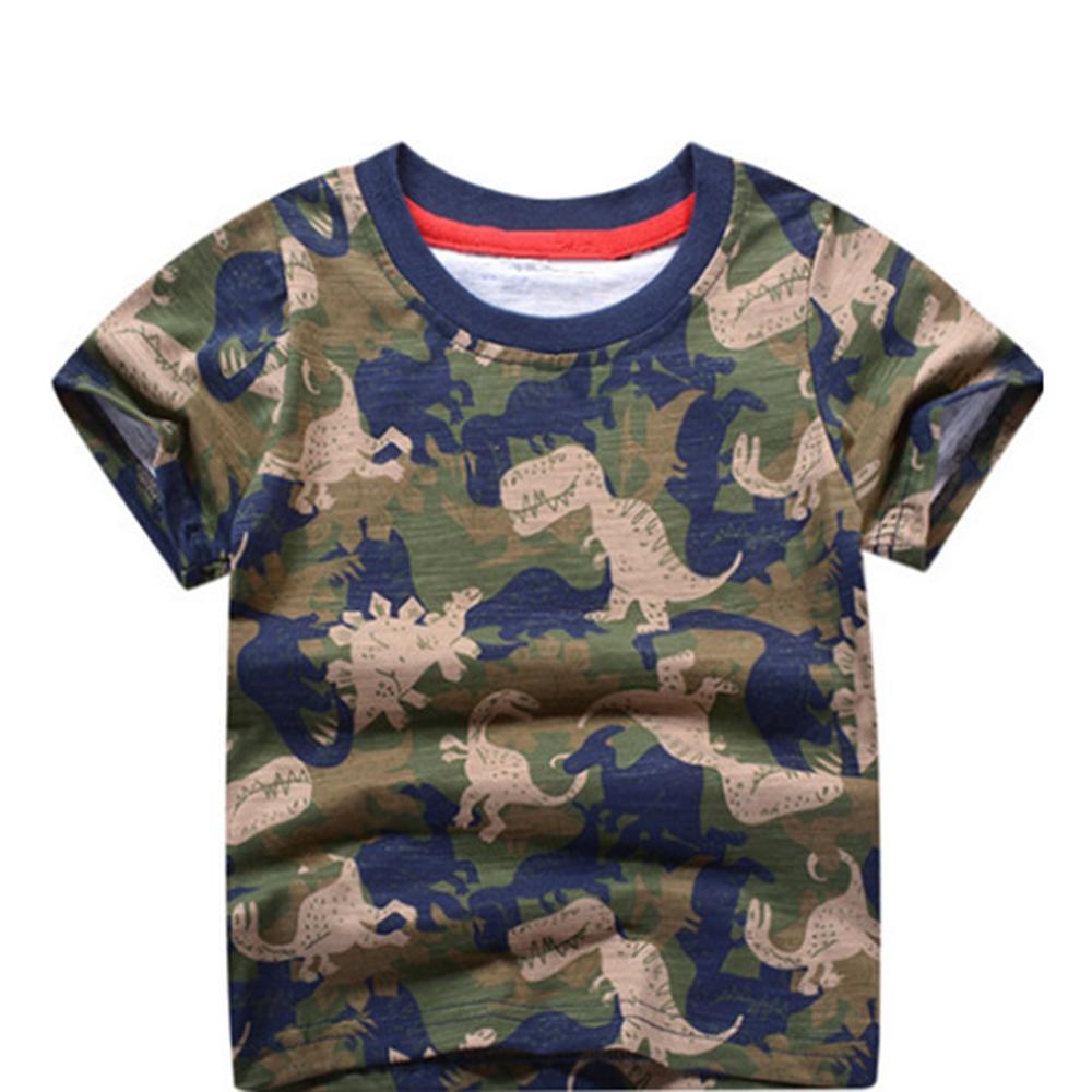 Boys Short Sleeve Camouflage Dinosaur Printed Top & Shorts wholesale kids clothing