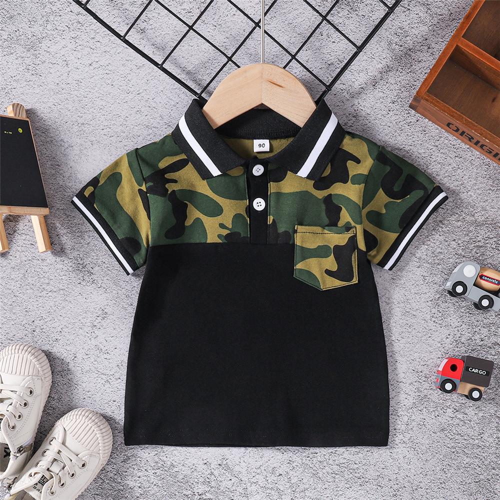 Boys Short Sleeve Camouflage Polo Top & Shorts wholesale boys clothing