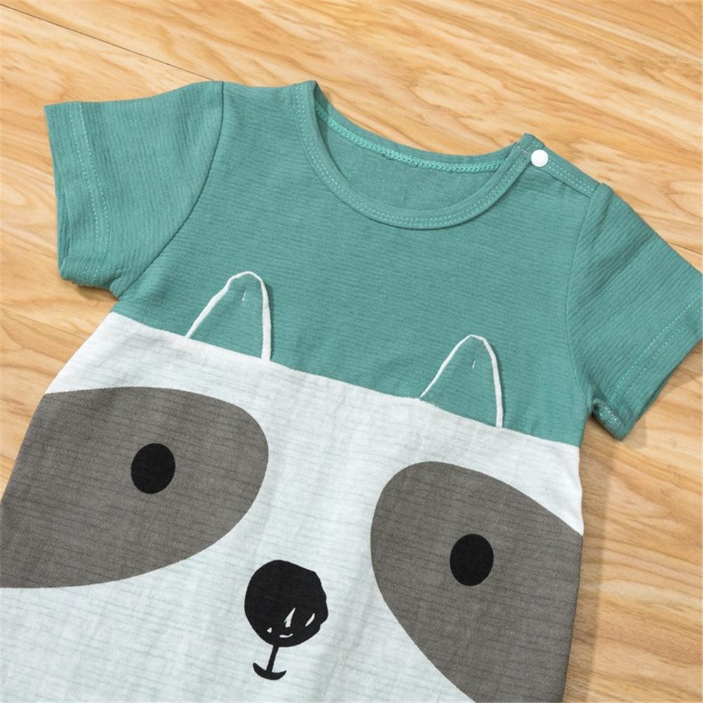Baby Unisex Short Sleeve Cartoon Printed Color Contrast Romper cheap baby clothes wholesale