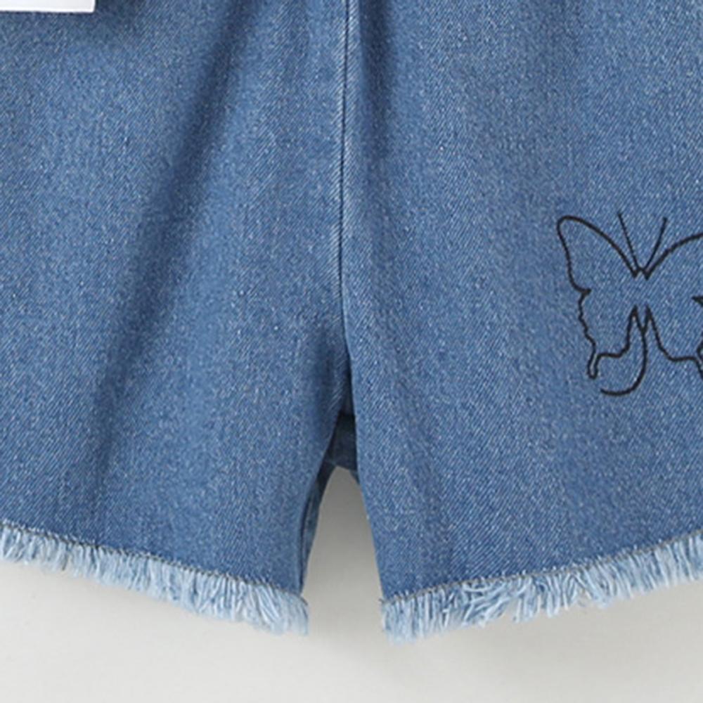 Girls Short Sleeve Cartoon Printed Top  & Shorts children wholesale clothing