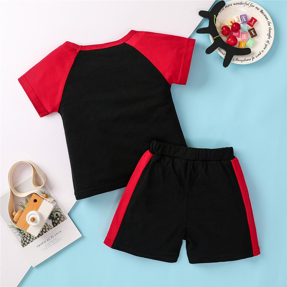 Boys Short Sleeve Casual Color Contrast T-shirt & Shorts Little Boys Wholesale Clothing