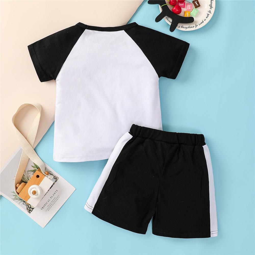 Boys Short Sleeve Casual Color Contrast T-shirt & Shorts Little Boys Wholesale Clothing