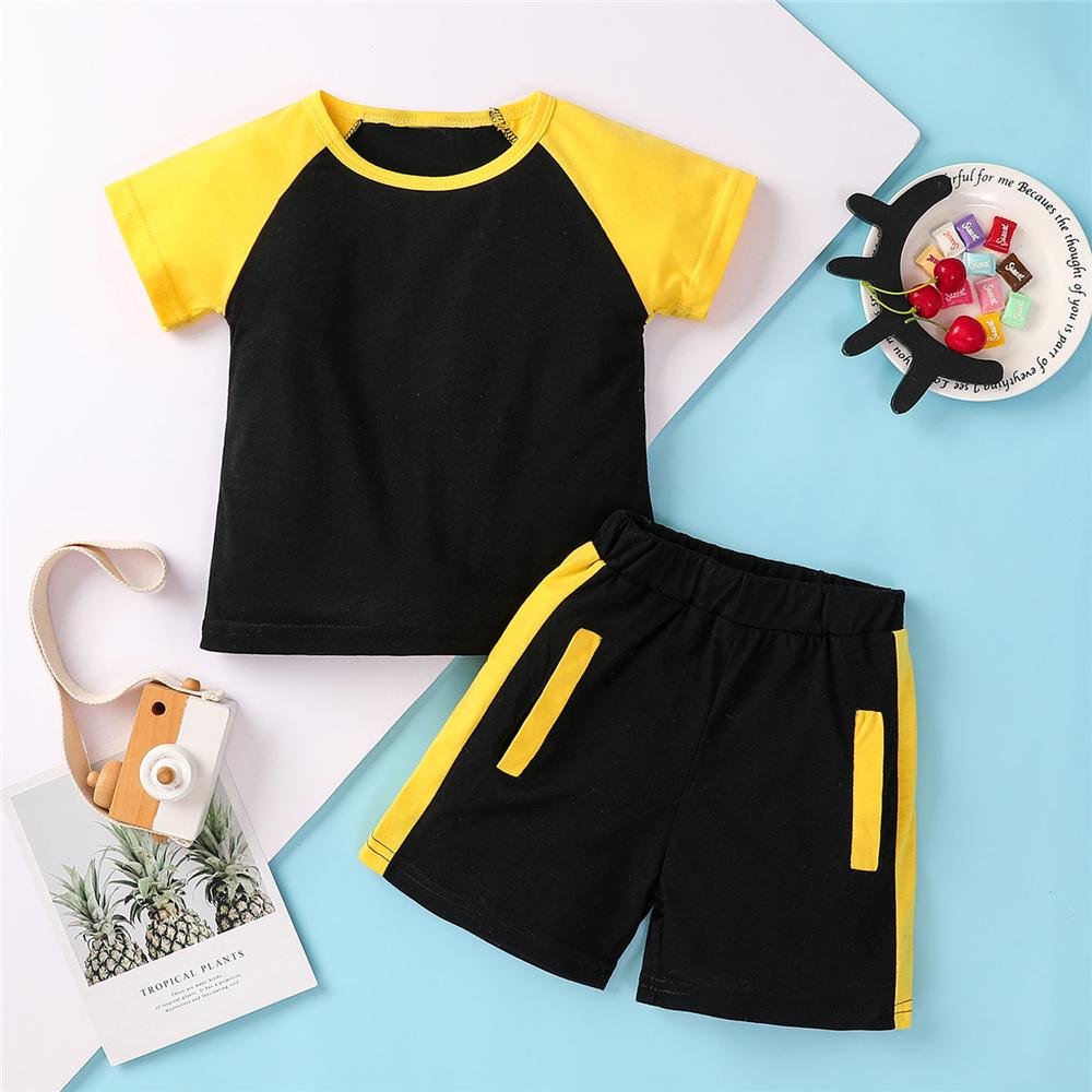 Boys Short Sleeve Casual Color Contrast T-shirt & Shorts Little Boys Wholesale Clothing