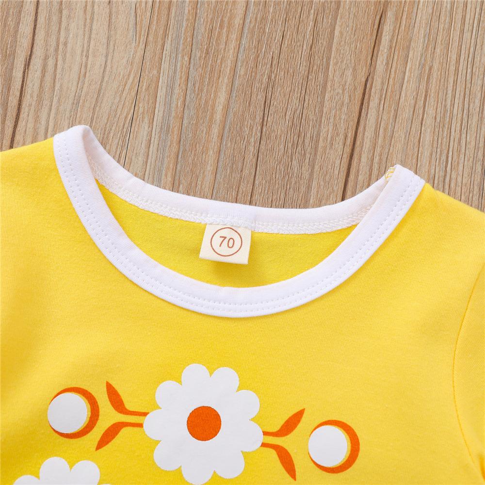 Baby Girls Short Sleeve Casual Flower Printed Romper Wholesale Baby Clothes