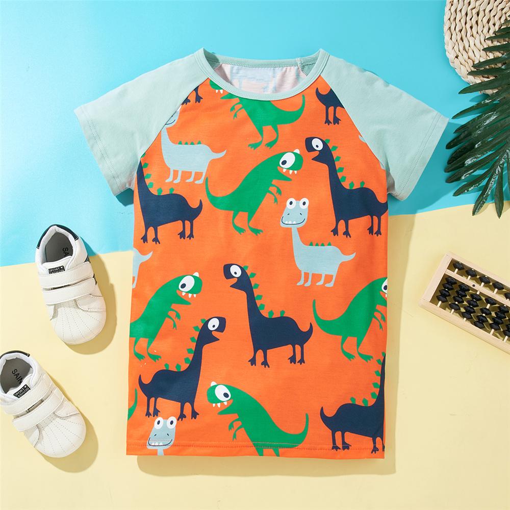 Boys Short Sleeve Cute Dinosaur Printed T-shirt & Shorts wholesale boys clothing