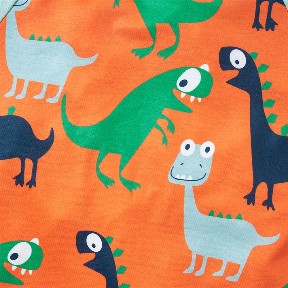 Boys Short Sleeve Cute Dinosaur Printed T-shirt & Shorts wholesale boys clothing