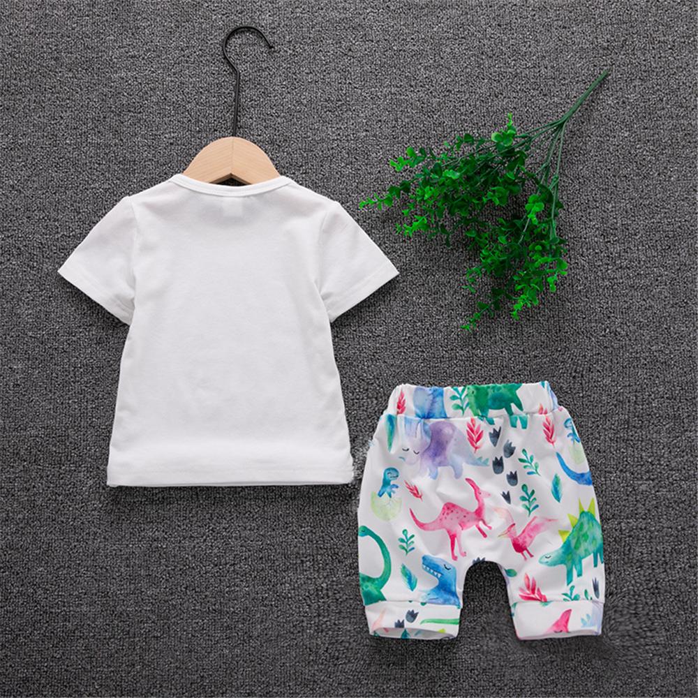 Baby Boys Short Sleeve Dinosaur Letter Printed Top & Shorts baby boy clothes wholesale