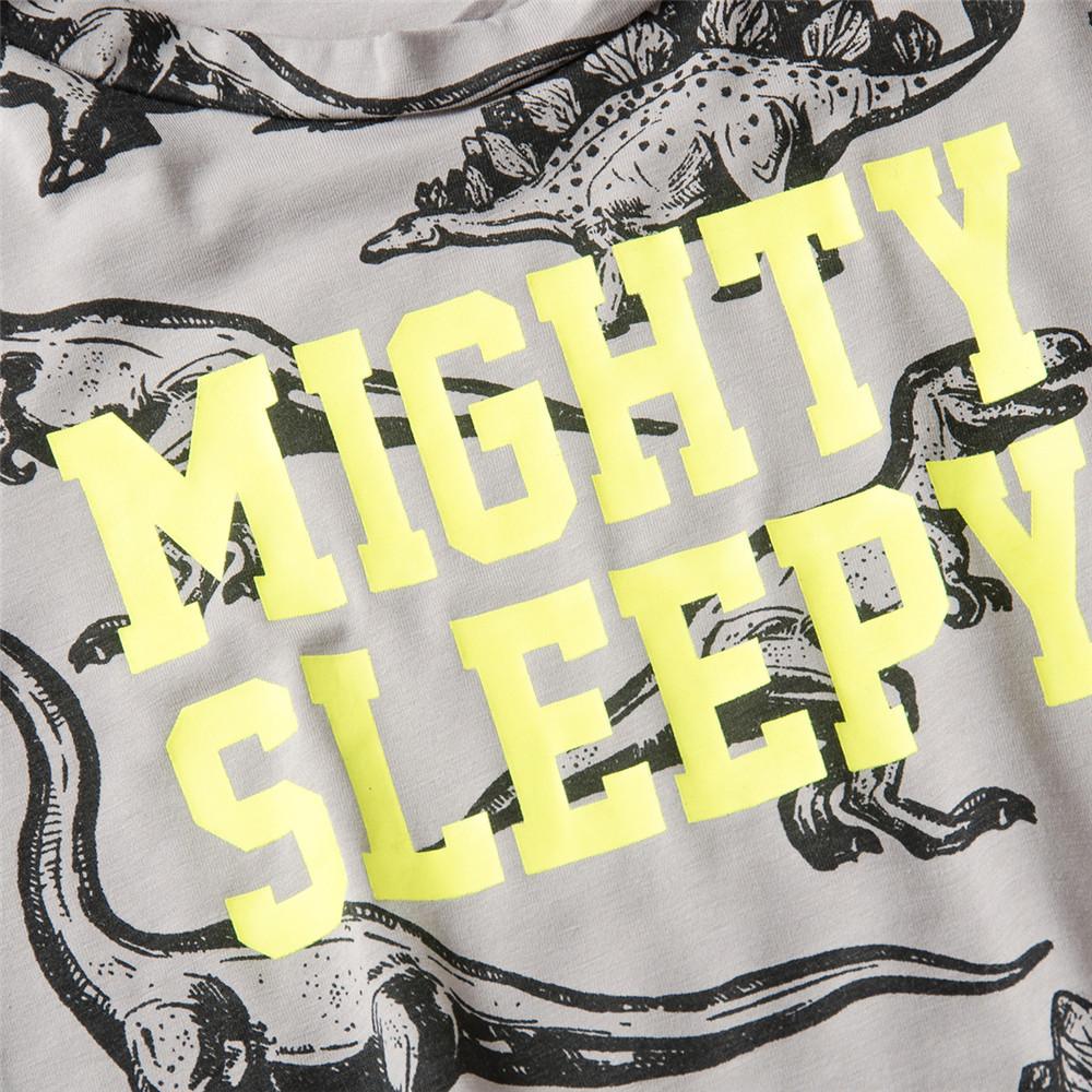 Boys Short Sleeve Dinosaur Mighty Sleepy Printed Top & Shorts Pajamas Sets wholesale boy boutique clothes