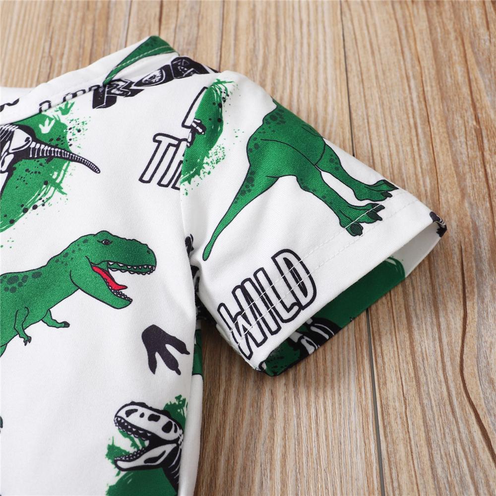 Boys Short Sleeve Dinosaur Printed T-shirt & Shorts wholesale boys clothing