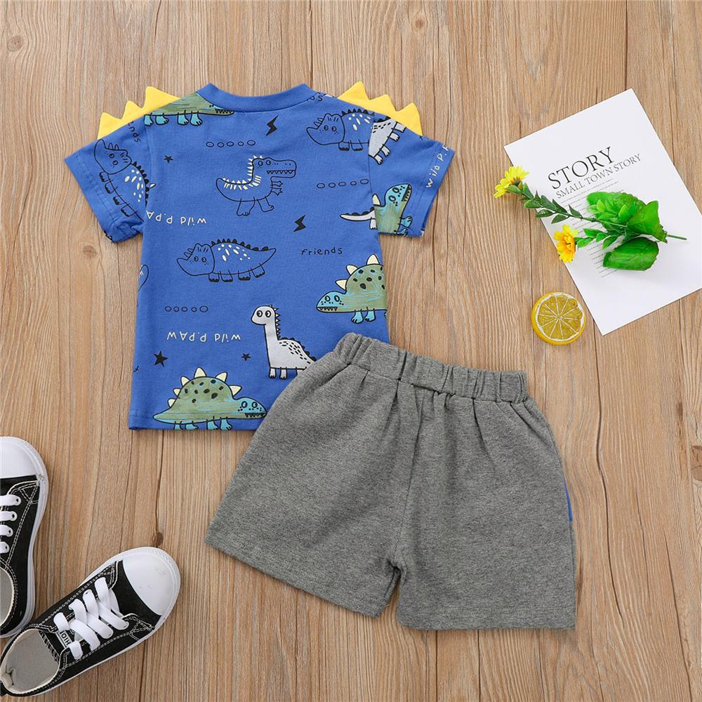 Boys Short Sleeve Dinosaur Printed T-shirts & Shorts kids clothes wholesale