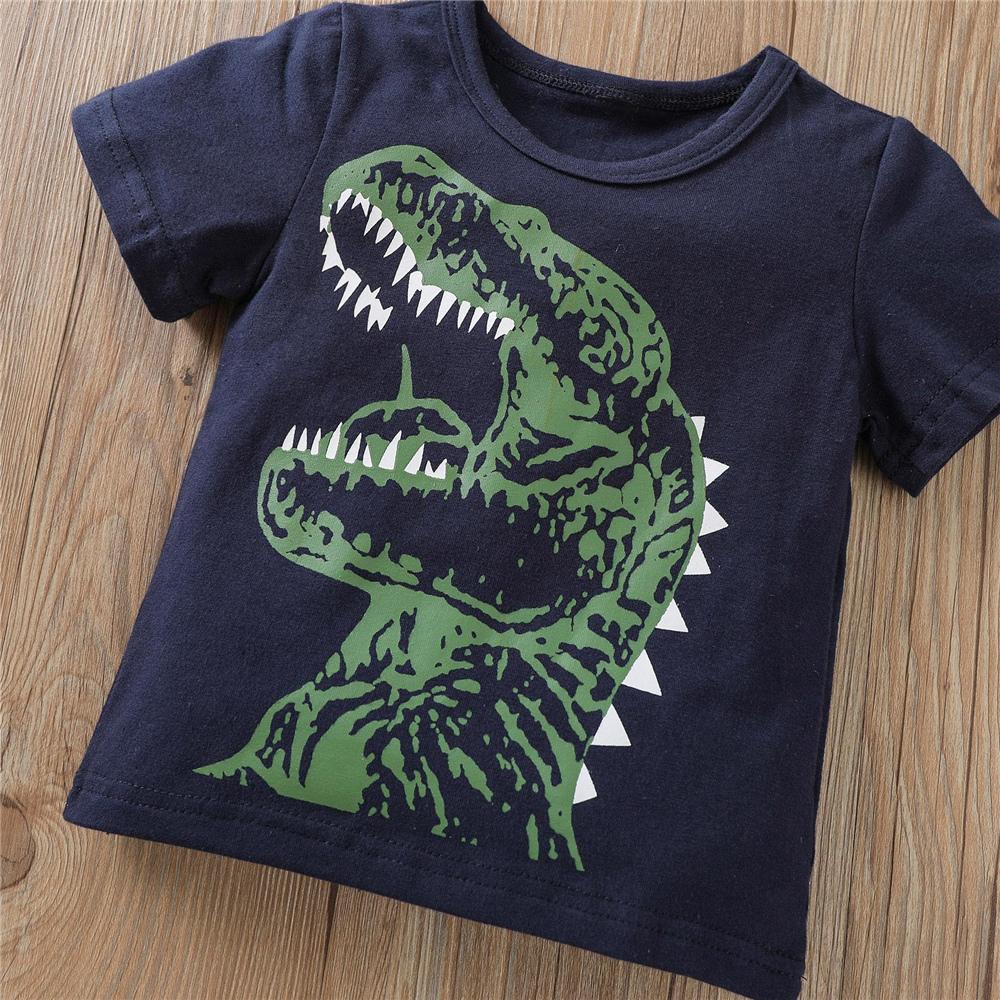 Boys Short Sleeve Dinosaur Printed Top & Shorts wholesale toddler clothes