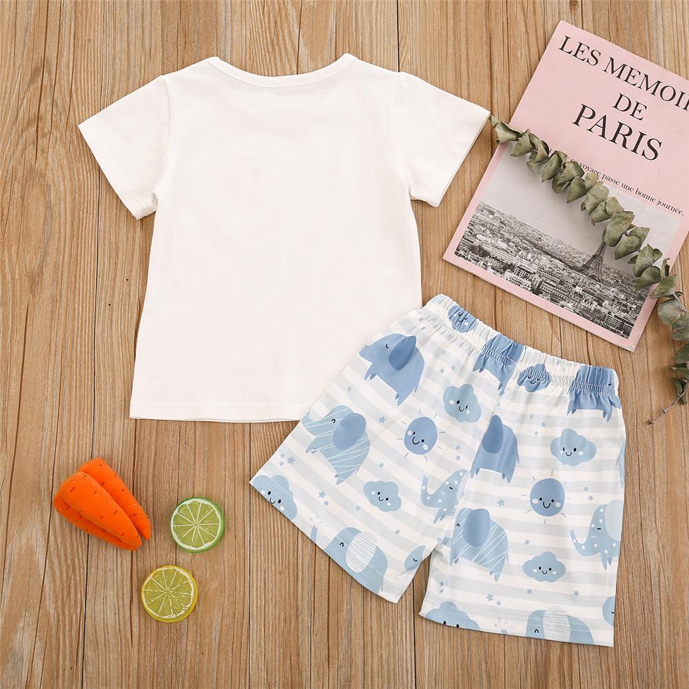 Boys Short Sleeve Elephant Printed Top & Shorts kids clothes wholesale