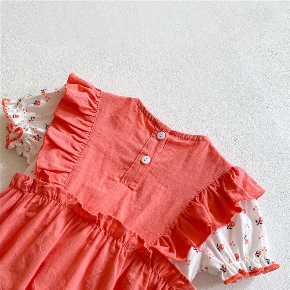 Baby Girls Short Sleeve Floral Doll Collar Lace Romper Wholesale Baby Girl Clothes