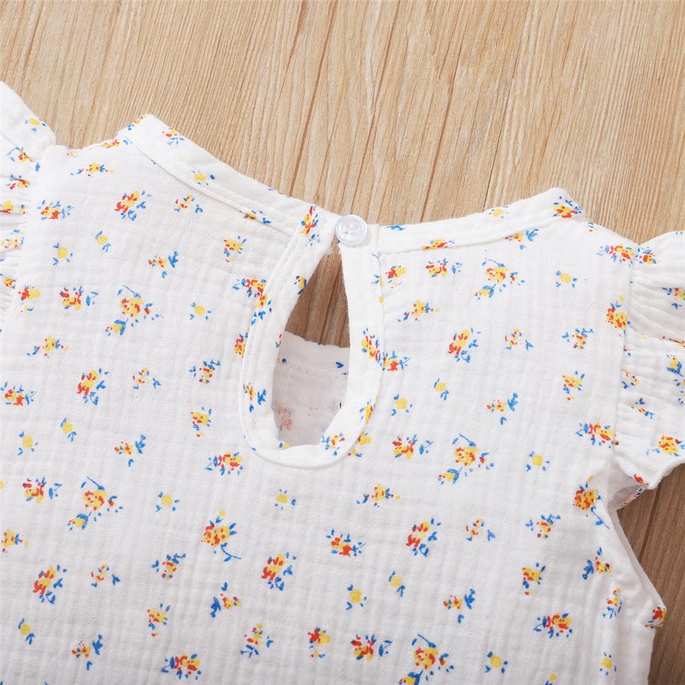 Baby Girls Short Sleeve Floral Printed Button Romper Baby Rompers Wholesale