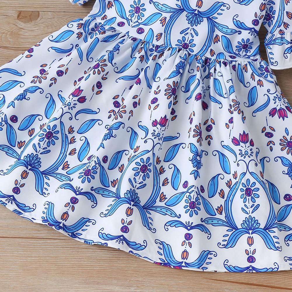 Girls Short Sleeve Floral Printed Dresses wholesale kids boutique clothing
