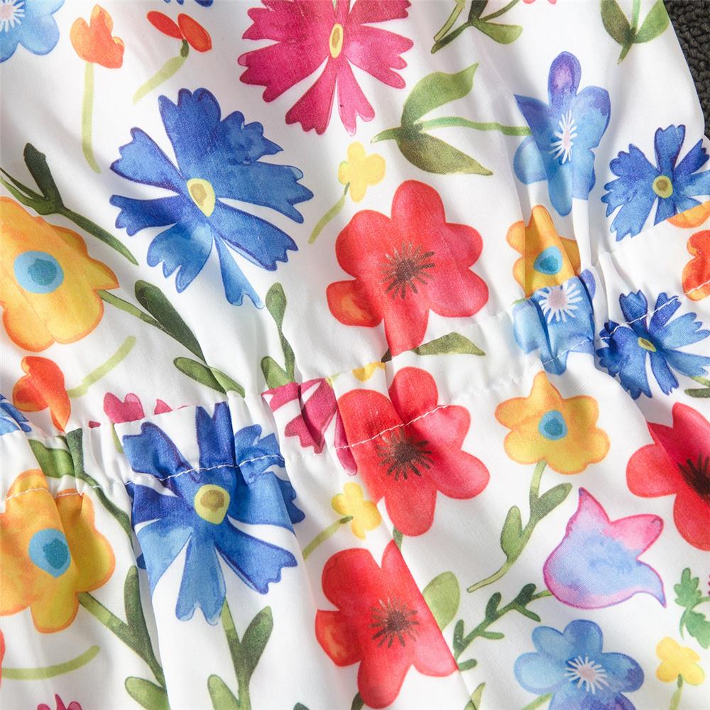 Girls Short Sleeve Floral Printed Jumpsuit & Headband wholesale kids clothing suppliers