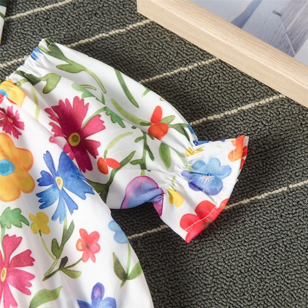 Girls Short Sleeve Floral Printed Jumpsuit & Headband wholesale kids clothing suppliers