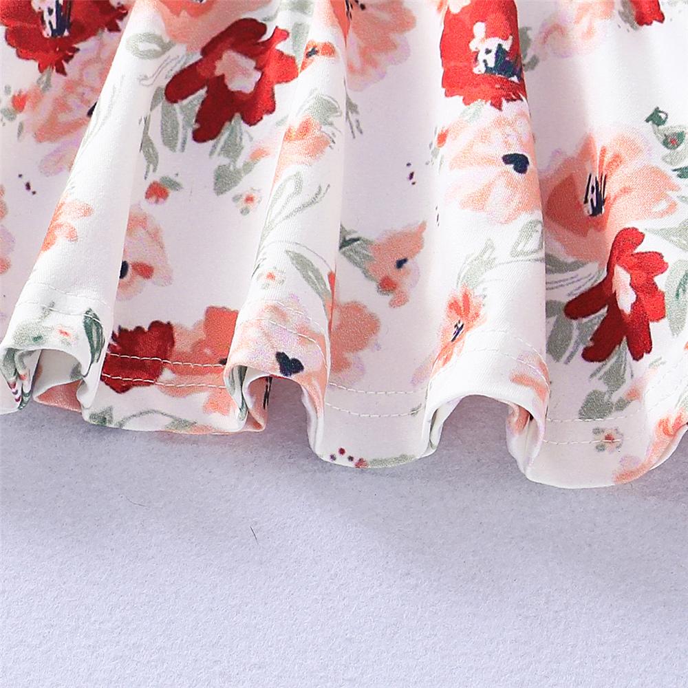 Girls Short Sleeve Floral Printed Top & Ripped Jeans trendy kids wholesale clothing